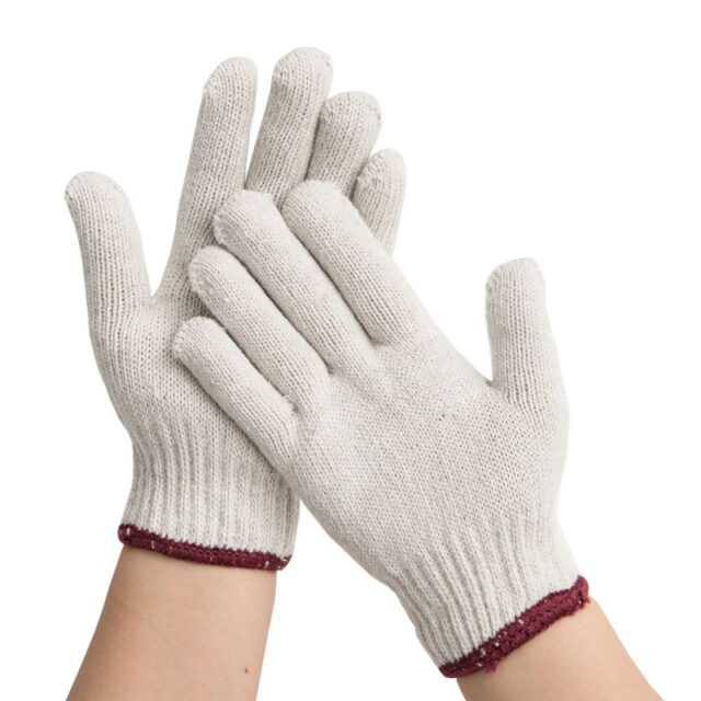 Anti-slip white labor protective cotton gloves for safety work