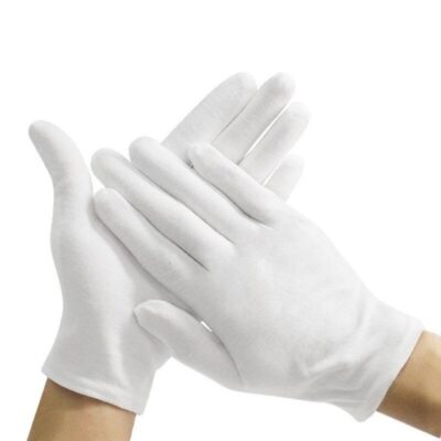 Anti-sweat fingerprint-resistant white inspection cotton gloves