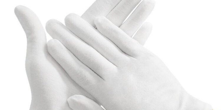 Anti-sweat fingerprint-resistant white inspection cotton gloves