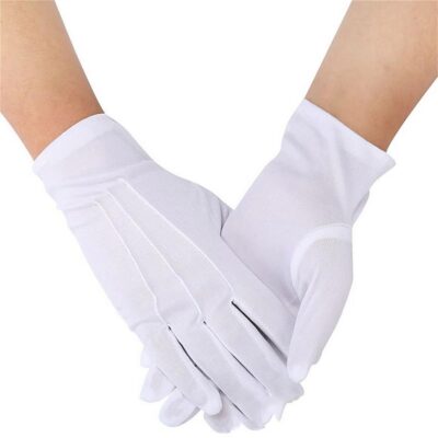Anti-sweat fingerprint-resistant white inspection cotton gloves