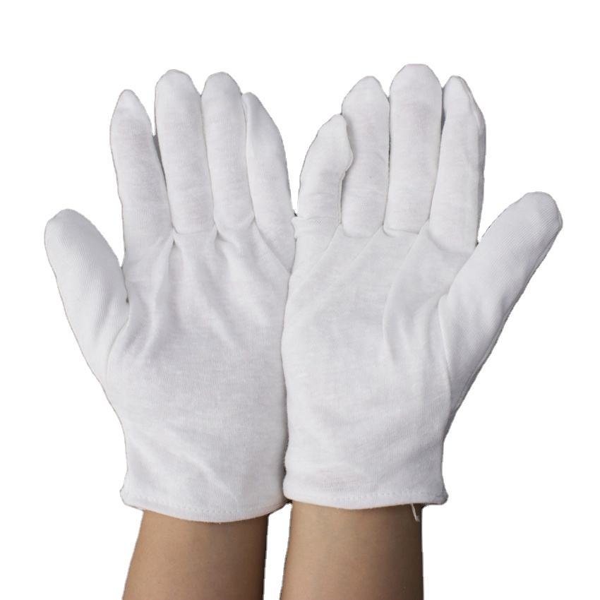 Breathable white inspection cotton gloves for industrial use