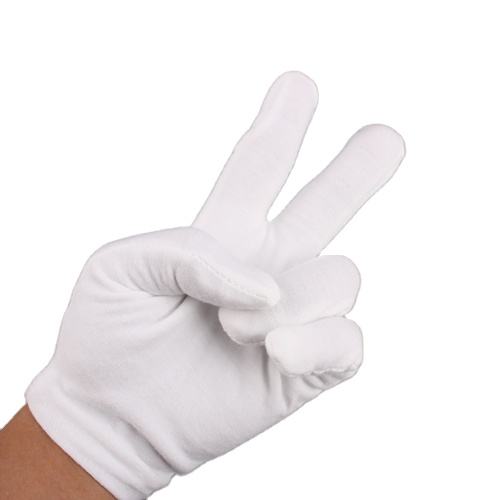 Breathable white inspection cotton gloves for industrial use