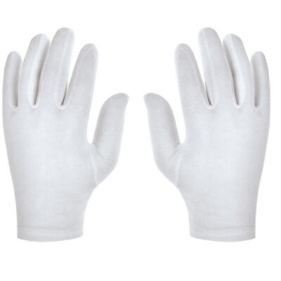 Breathable white inspection cotton gloves for industrial use