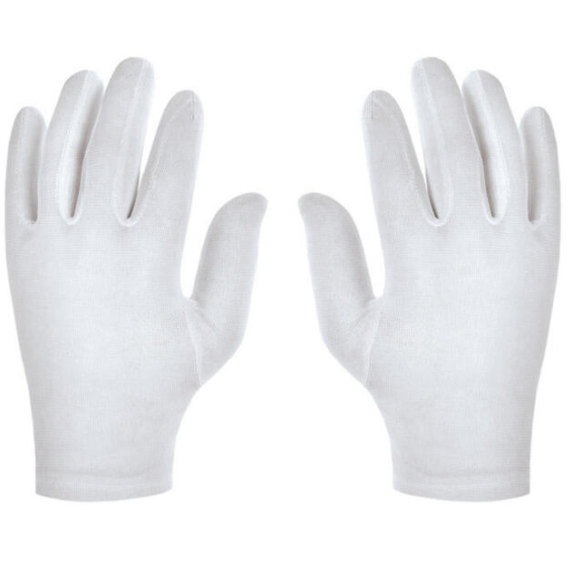 Breathable white inspection cotton gloves for industrial use