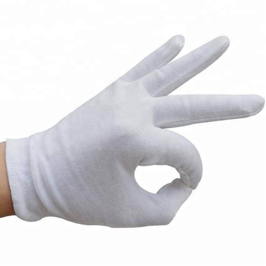 Breathable white inspection cotton gloves for industrial use