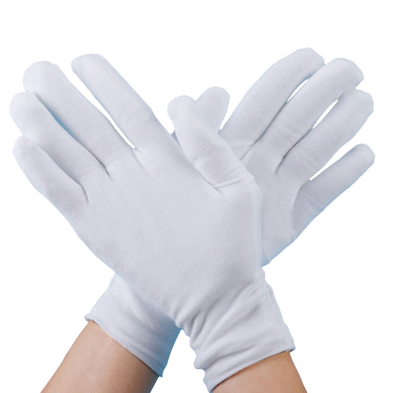 Breathable white inspection cotton gloves for precision tasks