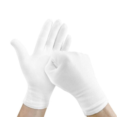 Breathable white inspection cotton gloves for precision tasks