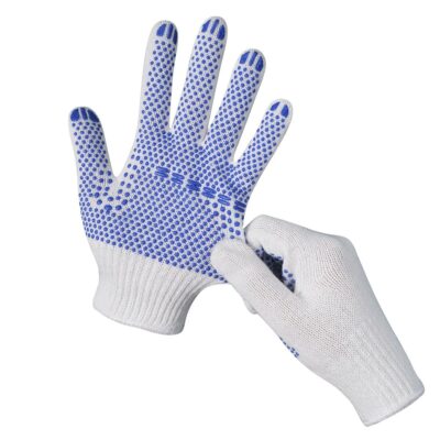 Anti-slip durable dotted cotton gloves for construction engineering