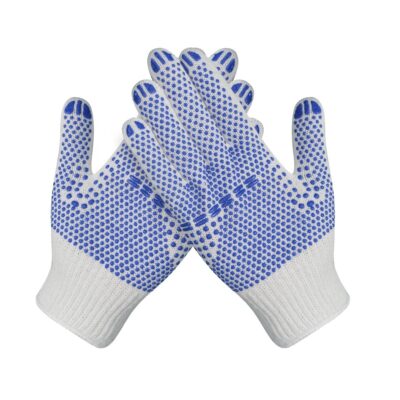 Anti-slip durable dotted cotton gloves for construction engineering