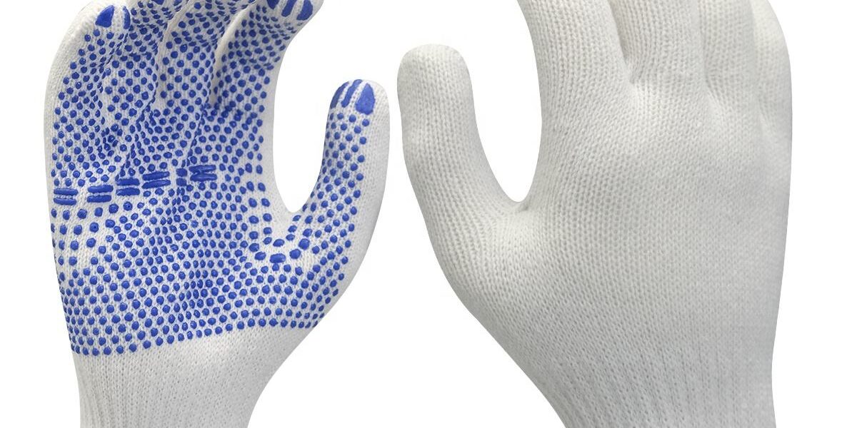 Anti-slip durable dotted cotton gloves for construction engineering