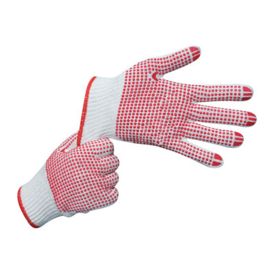 Construction safety dotted cotton gloves with anti-slip grip