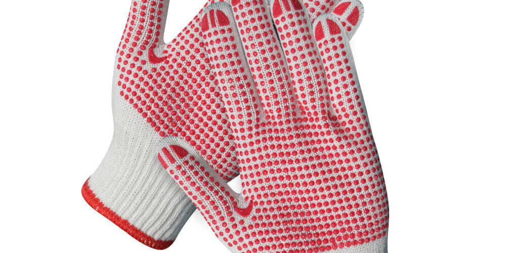 Construction safety dotted cotton gloves with anti-slip grip