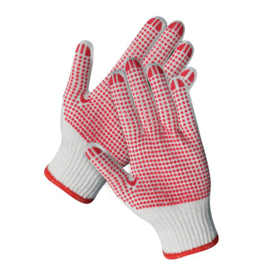 Construction safety dotted cotton gloves with anti-slip grip