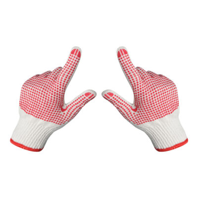 Construction safety dotted cotton gloves with anti-slip grip