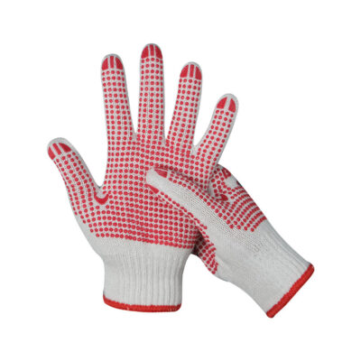 Construction safety dotted cotton gloves with anti-slip grip