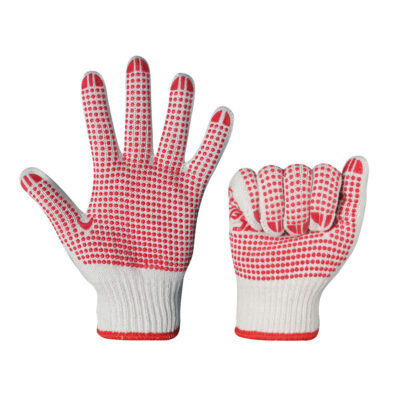 Construction safety dotted cotton gloves with anti-slip grip