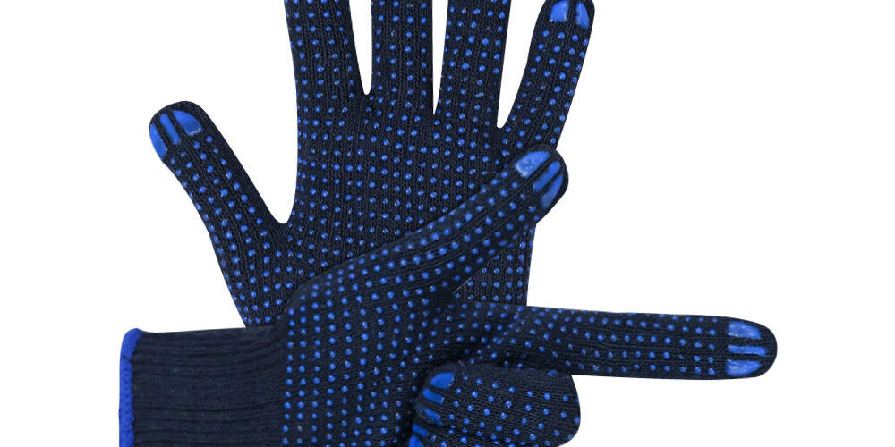Durable anti-slip dotted cotton gloves for construction safety