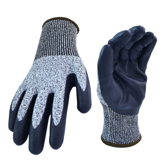 Cut-resistant coated cotton gloves for industrial safety