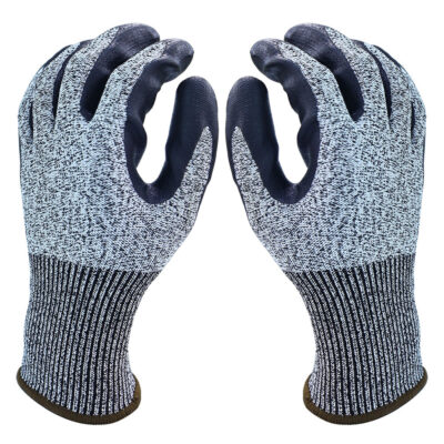 Cut-resistant coated cotton gloves for industrial safety