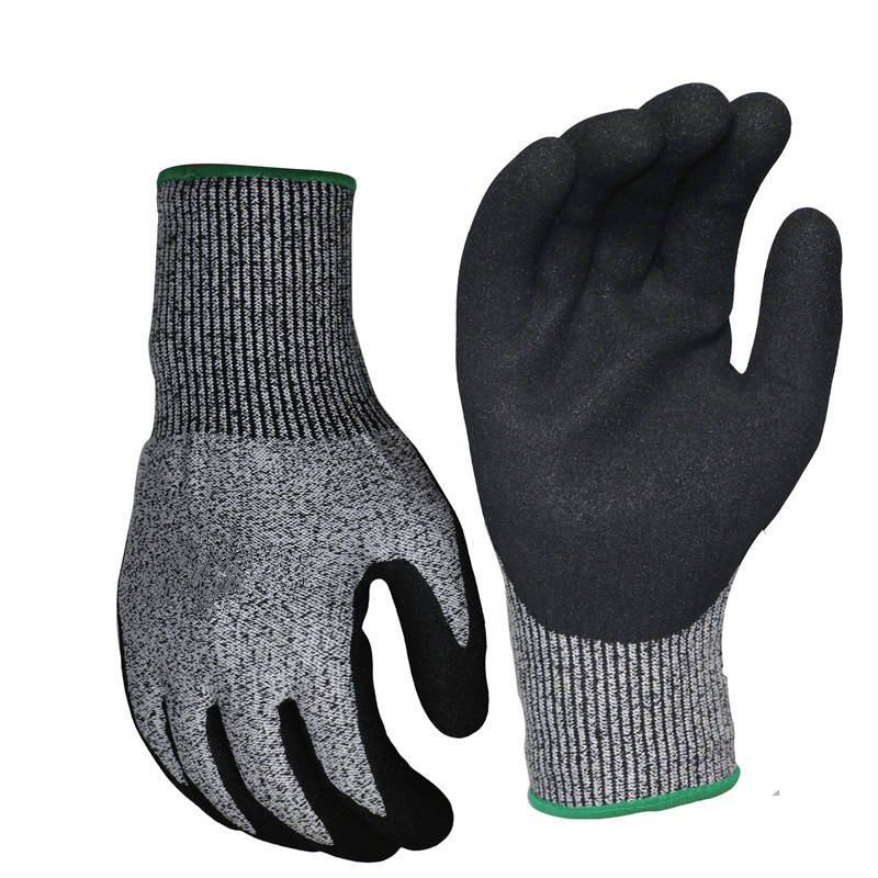 Cut-resistant coated cotton gloves for industrial safety