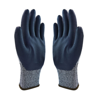 Cut-resistant coated cotton gloves for industrial safety