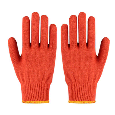 Durable orange dotted cotton gloves for work safety