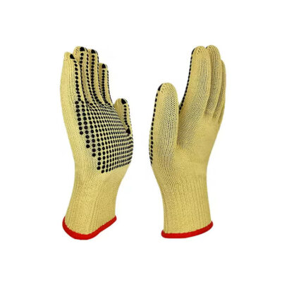 Heat-resistant flame-retardant dotted cotton gloves for safety work