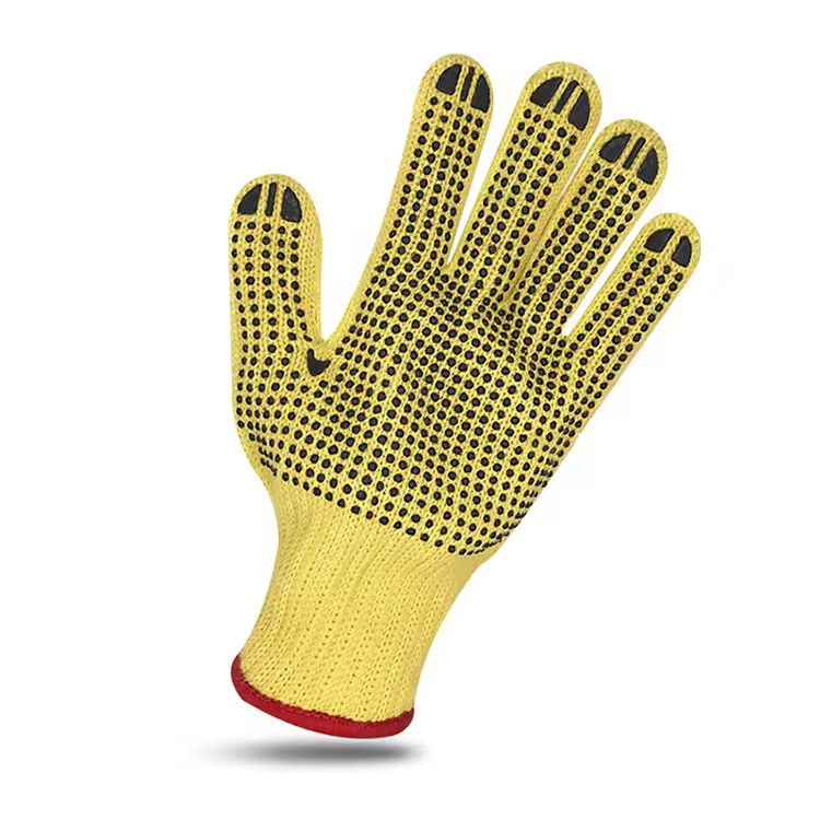 Heat-resistant flame-retardant dotted cotton gloves for safety work