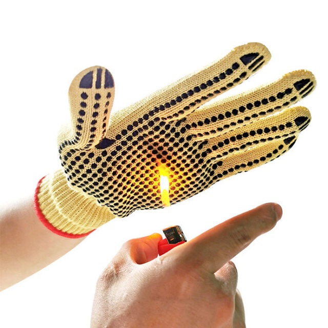 Heat-resistant flame-retardant dotted cotton gloves for safety work