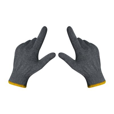 Gray safety work cotton gloves for industrial and construction use
