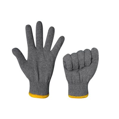 Gray safety work cotton gloves for industrial and construction use