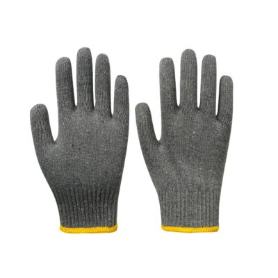 Gray safety work cotton gloves for industrial and construction use