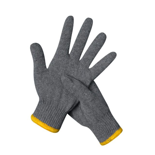 Gray safety work cotton gloves for industrial and construction use