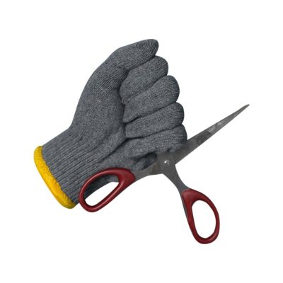 Gray safety work cotton gloves for industrial and construction use