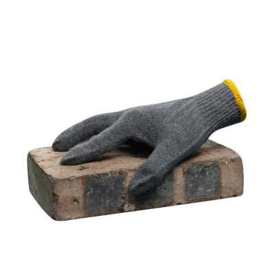 Gray safety work cotton gloves for industrial and construction use