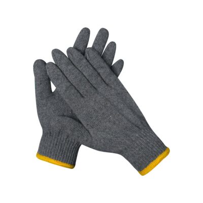Gray safety work cotton gloves for industrial and construction use