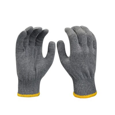 Gray safety work cotton gloves for industrial and construction use