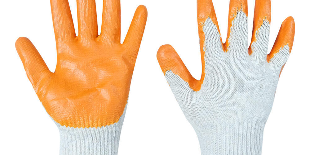 High-quality rubber coated cotton gloves for construction safety