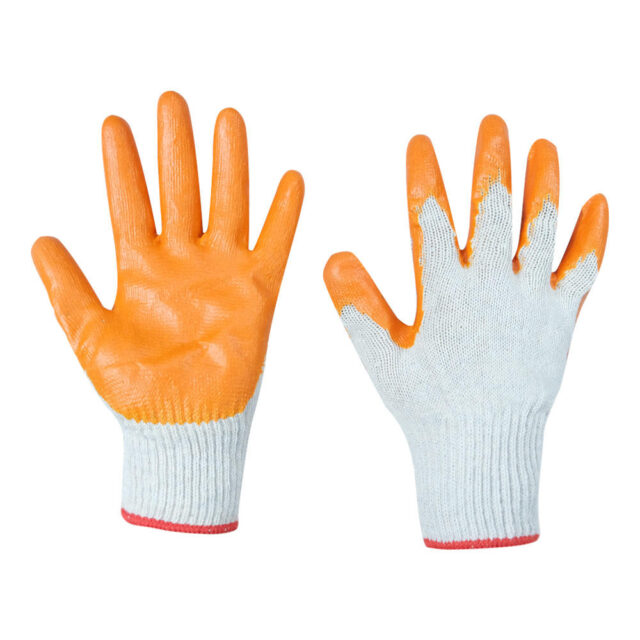 High-quality rubber coated cotton gloves for construction safety