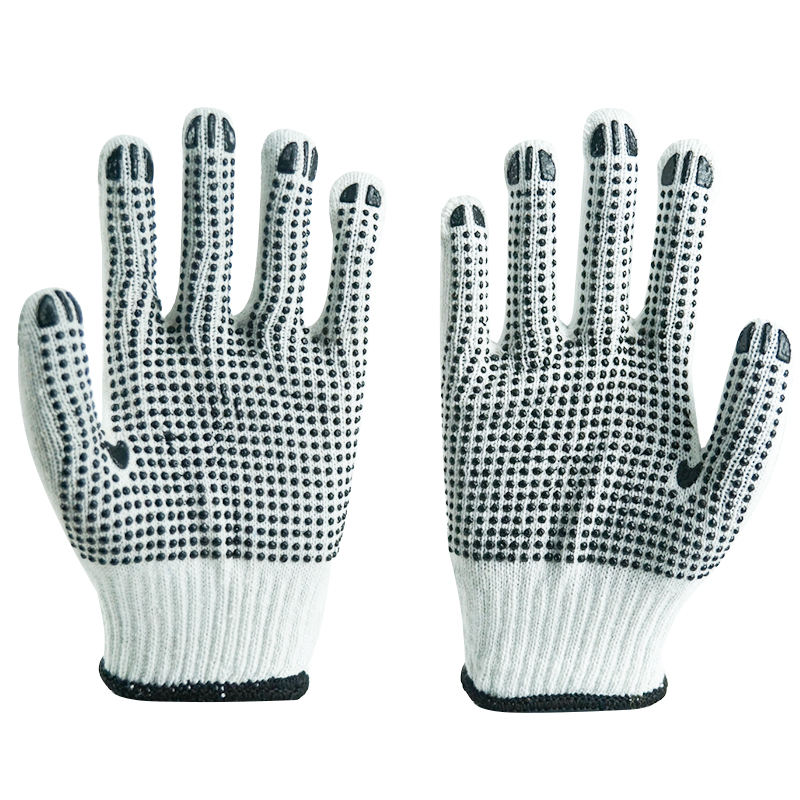 Durable industrial safety dotted cotton gloves with strong grip