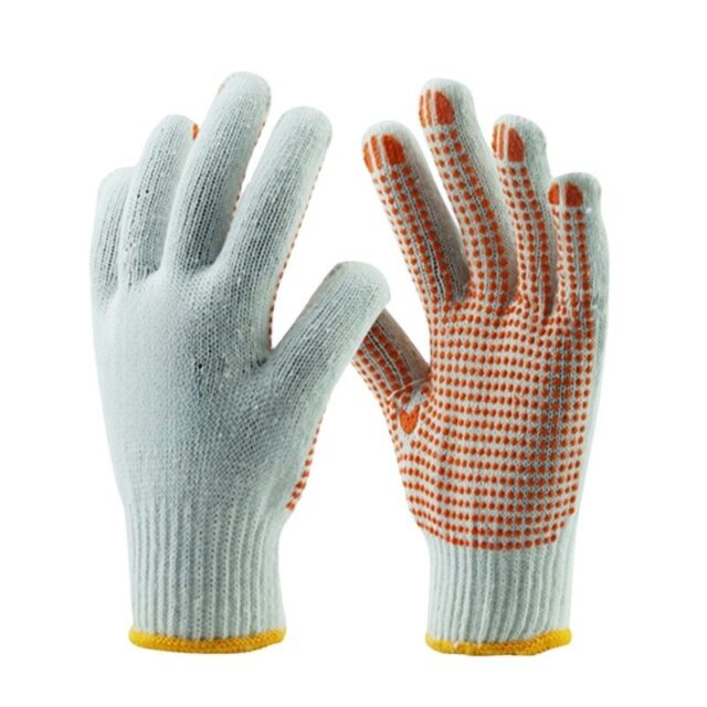 Durable industrial safety dotted cotton gloves with strong grip