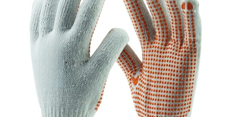 Durable industrial safety dotted cotton gloves with strong grip