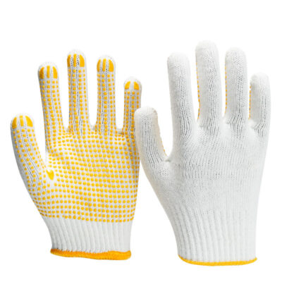 Durable industrial safety dotted cotton gloves with strong grip