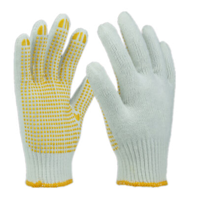Durable industrial safety dotted cotton gloves with strong grip