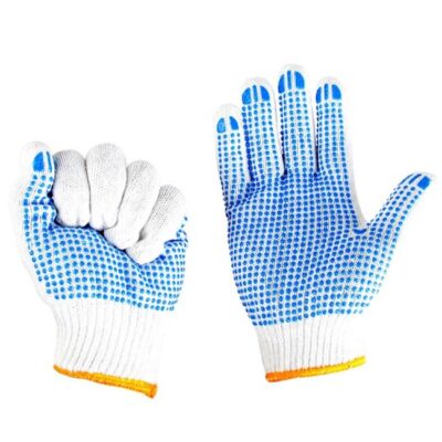 Durable industrial safety dotted cotton gloves with strong grip