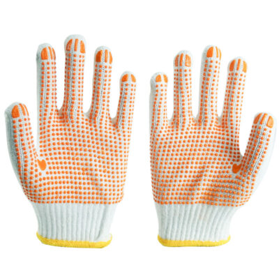 Durable industrial safety dotted cotton gloves with strong grip