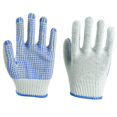 Durable industrial safety dotted cotton gloves with strong grip