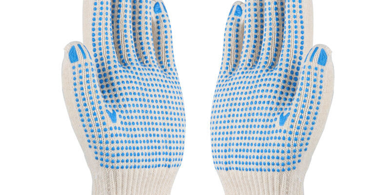 Safety work dotted cotton gloves with strong grip
